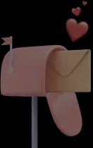 Skrzynka na listy z wychodzącym listem i unoszącymi się sercami.